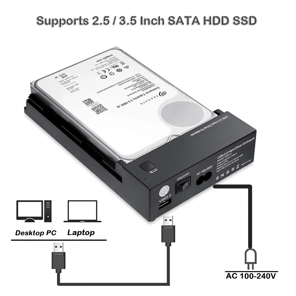 External Hard Drive Case Enclosure For HDD SSD