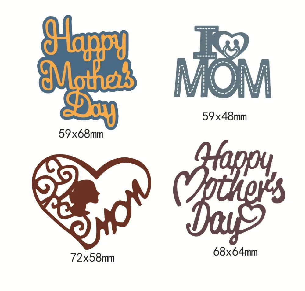 

New Happy Mother's Day Metal Cutting Dies for Scrapbooking DIY Album Embossing Folder Paper Card Maker Template Decor Stencils