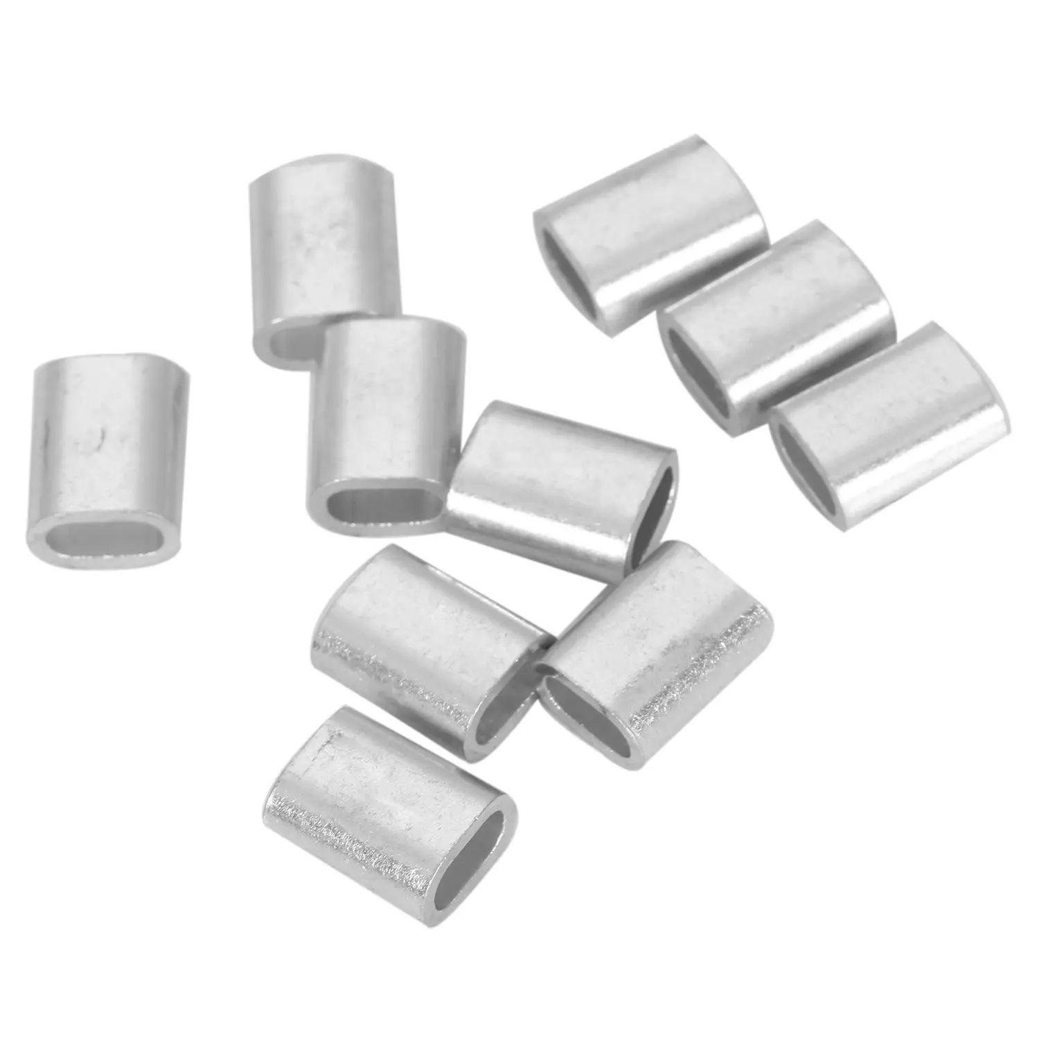 

10 Pcs 3mm Aluminium Alloy Wire Rope Ferrules Silver Wire rope Aluminum Alloy sleeve