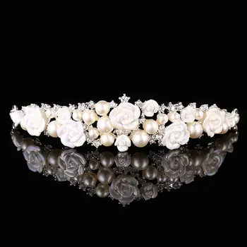 

2016 Sparkling Pearl Crystal Tiaras Crowns Bridal Jewelry Wedding Accessory Hair Jewelry Hairwear Princess Evening Party Gift