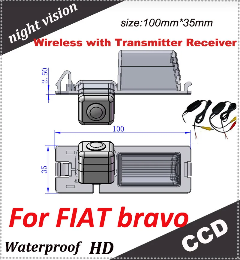 

CCD Car Rear view Camera for FIAT bravo +2.4Ghz Wireless Signal Receiver/Transmitter