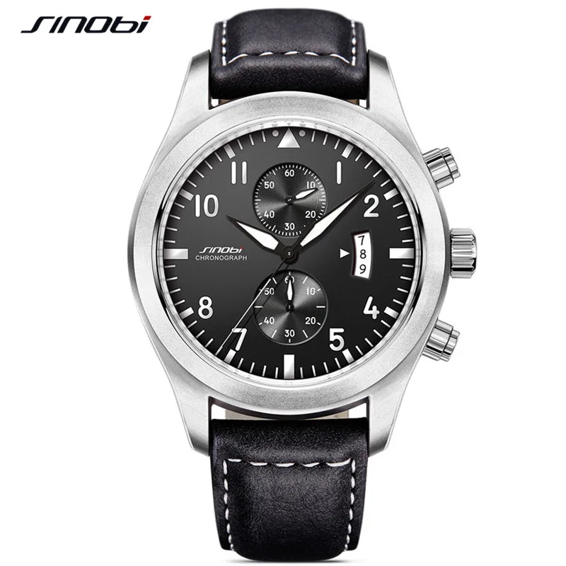 

SINOBI Quartz male watches Sports Watches relaxation Mens Stopwatch 30m Waterproof Watch Reloj Hombre Chronograph Watches