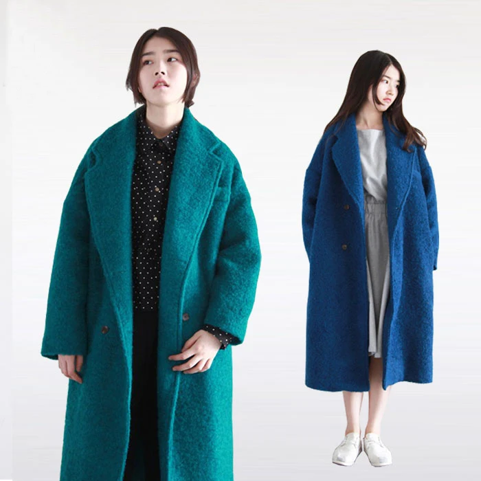 Autumn winter woman mint green cocoon coat oversize coat x long wool