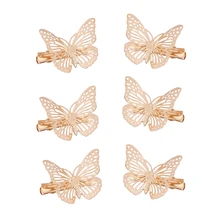 6 pçs moda oco para fora borboleta barrettes liga clipe de cabelo ouro diy clipes noiva ferramenta de estilo de cabelo