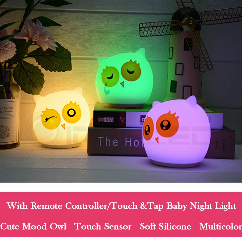 مينيرفا الطيور باهتة ليلة ضوء ثلاثة الرموز التعبيرية 5 w مصباح إسقاط خزانة لينة ضوء للطفل ضابط الأصدقاء عيد ميلاد هدايا