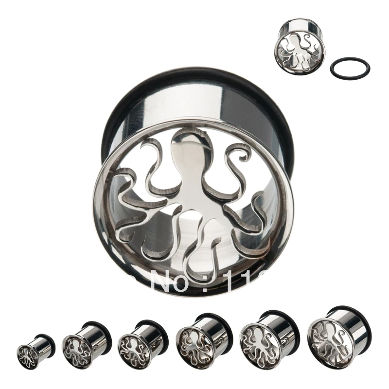 

316L Surgical Steel Single Flared Cutout Octopus Plug 6mm-16mm Lot of 12 Ear Tunnel