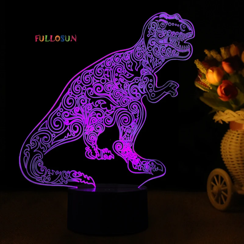 Забавные 3D визуальный светодио дный динозавров ночной Светильник светодио дный красочная настольная лампа как детская комната украшения
