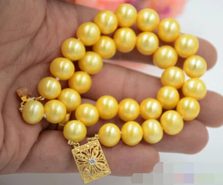 

08631 2row ROUND GOLEDN Freshwater cultured PEARL BRACELET