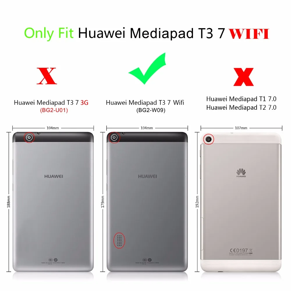 Для huawei MediaPad T3 7 0 Wifi BG2 W09 чехол откидная крышка для дюймов планшет 3 раза подставка