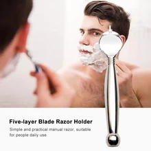 Пятислойный держатель для бритвы, Мужская Безопасная бритва для бритья, бритва для бритья, Парикмахерская, аксессуары для ухода за лицом, высокое качество