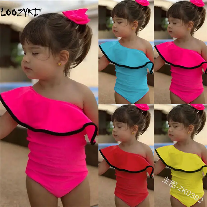 

Loozykit 1pc Kids Baby Girls Off-shoulder Bow Set Swimwear Swimsuit Bathing Suit Beach Swimming Costume Clothing