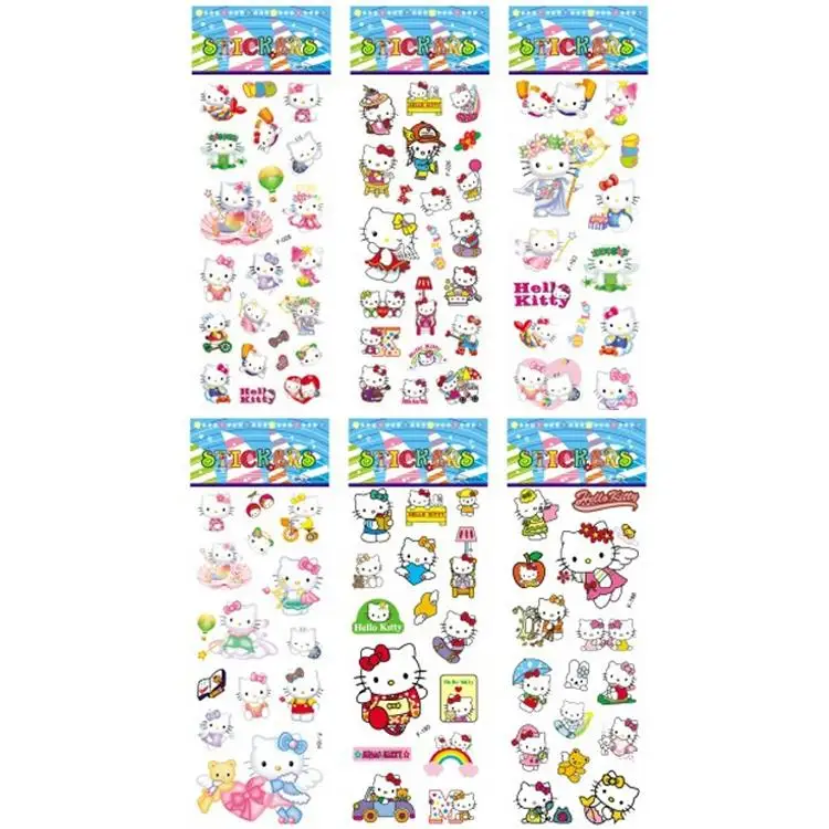 

6 sheets/set Hello Kitty Foam Cartoon 3D Sticker Toys Fashion Cute DIY Craft Scrapbook for Children notebook diary Stickers