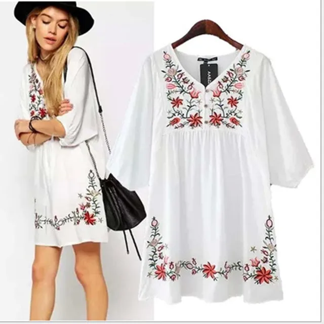 Maternity embroidery printed dress 2018 summer maternity blouses shirts