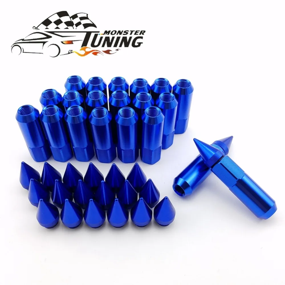 

Tuning Monster 20Pcs M12X1.5/1.25 Aluminum 60mm Extended Tuner Wheels Rims Lug Nuts With Spikes Spear tip With Logo