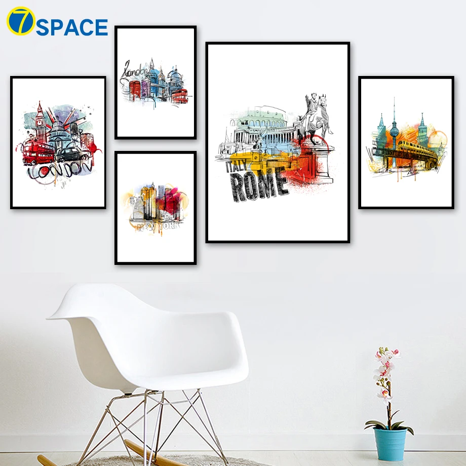

Italy Rome London New York Paris Wall Art Canvas Painting Nordic Posters And Prints Wall Pictures For Living Room Pop Art Prints
