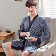 Мужское кимоно, халат, летняя Домашняя одежда, повседневные пижамы-Неглиже, один размер, халат, Пижамный костюм из вискозы, ночное белье