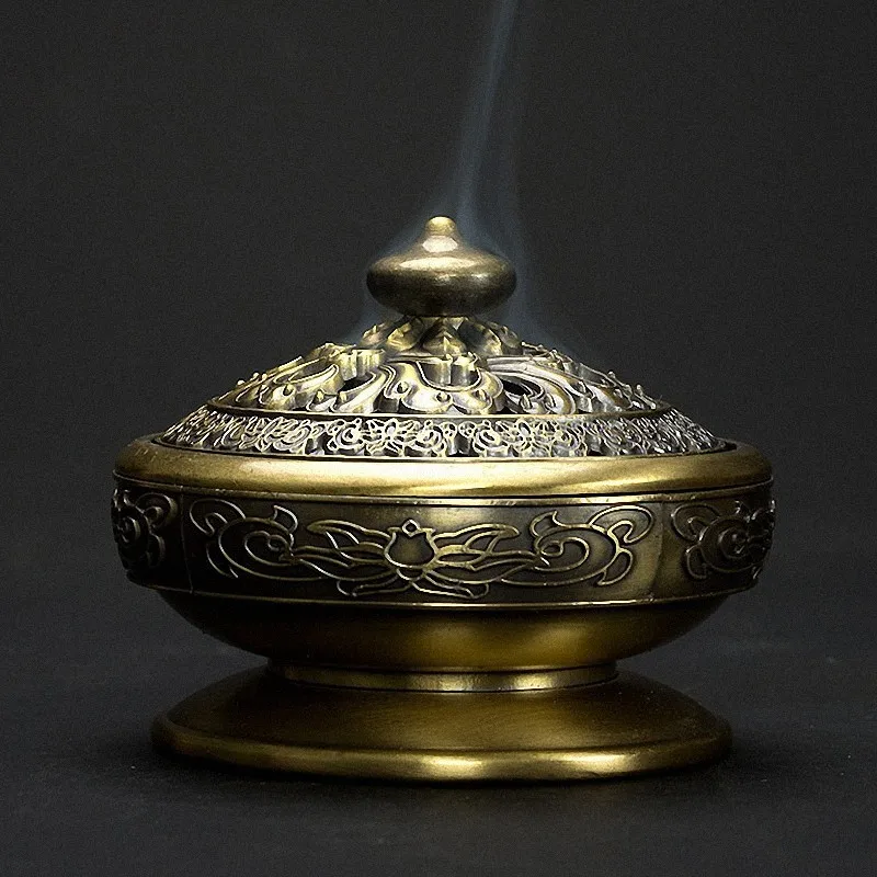 Пинни непальская Классическая Металлическая горелка для благовоний сплав катушки курильница с Буддой Декор конус благовония база сандаловое дерево изделия из металла