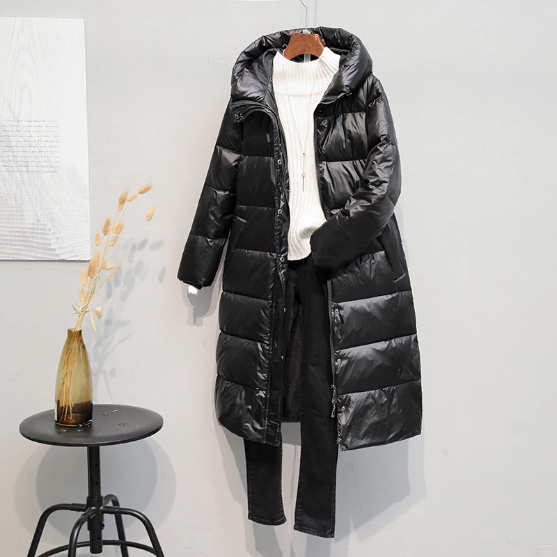 Winter Coat Jacket Women's Hooded Thick Warm Long Down Parkas Loose Coat White Duck Down Jacket High Quality Female Coat