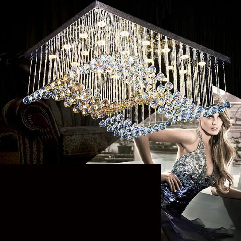 

led ceiling luxury atmospheric living room crystal lamp rectangular lamp works lighting lamps LED ceiling lamp lighting fixture