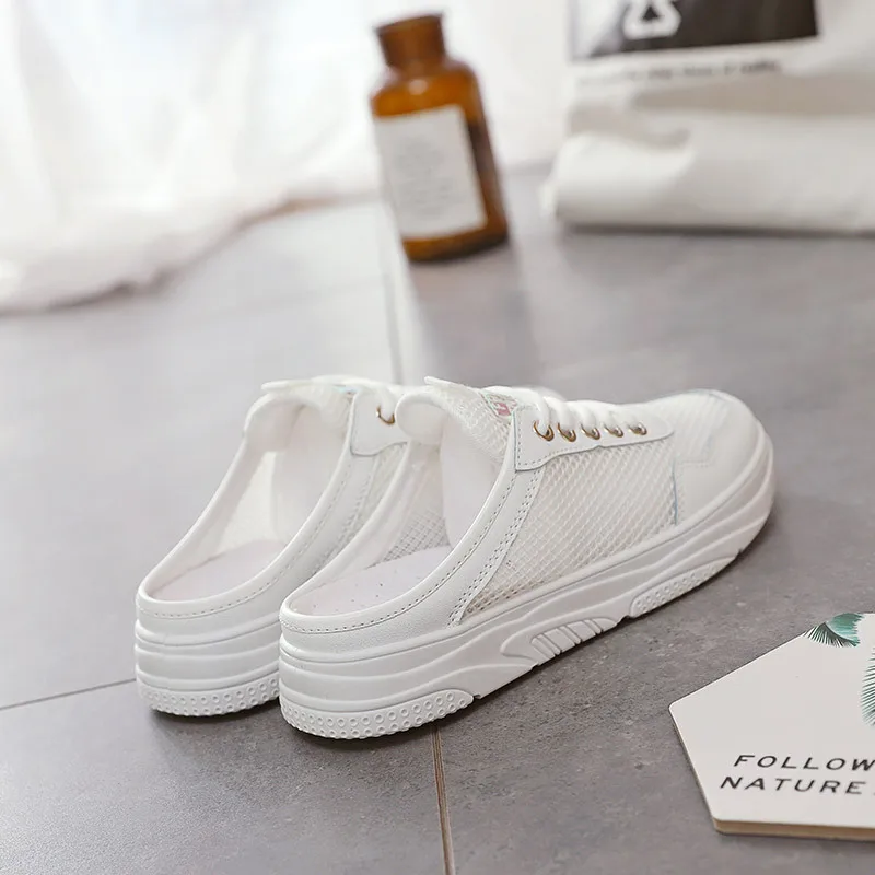 

2019 Small White Platform Shoes Woman One Pedal Women's Shoes Nothing Heel Dawdler Shoes Tide Sneakers Zapatos De Mujer Sneaker
