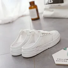 2019 Small White Platform Shoes Woman One Pedal Women's Shoes Nothing Heel Dawdler Shoes Tide Sneakers Zapatos De Mujer Sneaker