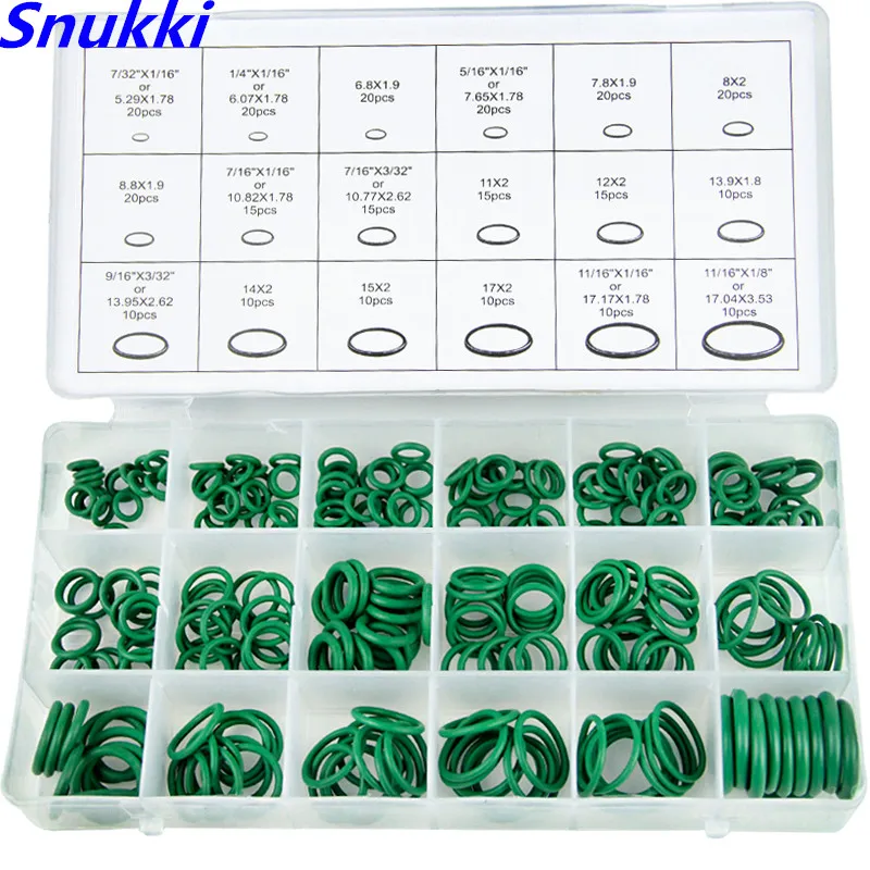 

270Pcs 18 Sizes Rubber Oring Kit Green Metric O-ring Washer Seals rubber ring gaskets Assortment Car Auto Vehicle Repair