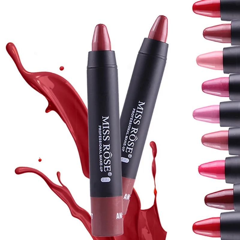 

Miss Rose Brand Makeup Sexy Matte Lip Kit Women Lipstick Long Lasting Waterproof Red Velvet Matte Nude Lipstick Pencil 2019 New