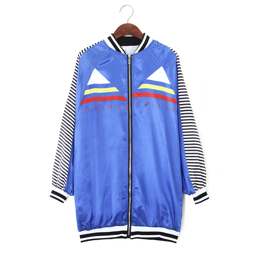 Для женщин зимние куртки в стиле пэчворк с принтом в полоску Harajuku уличная Женская куртка Свободные молнии Для женщин пальто осень тонкий Crop Top