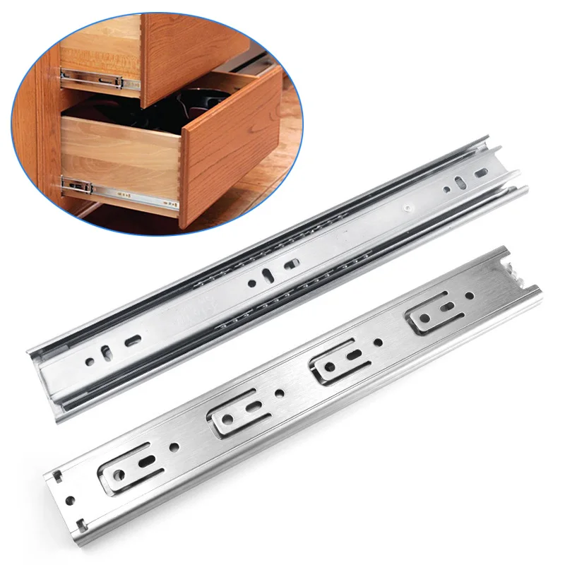 

1 Pair Steel Keyboard Cabinet Cupboard Runners 12 Inch Ball Bearing Drawer Orbit Slide Furniture Drawers Slides Buffer H WWO66