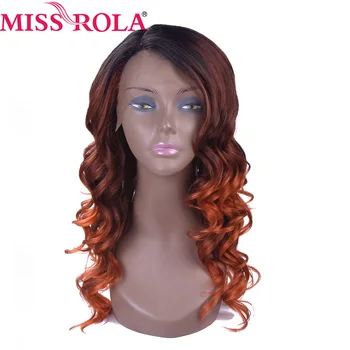 

Miss Rola Medium Short Curly Wigs 18inches High Temperature Fiber Wigs For Women Ombre Color Wigs French Lace Hair