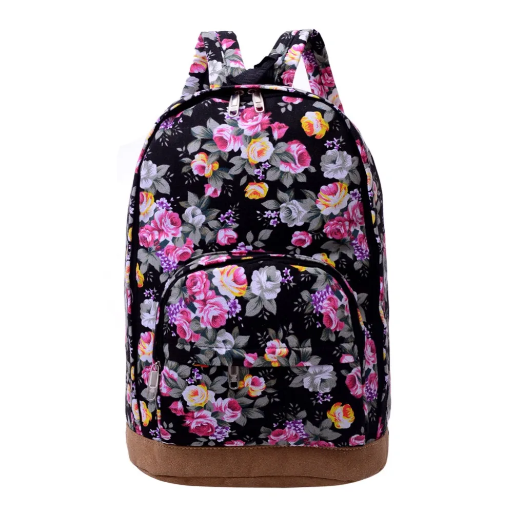 Fashion Floral Print Canvas font b Backpack b font Preppy Style Schoolbags for Teenage Girls Women