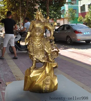 

wedding decoration 30"Chinese brass Dragon Guan Gong Guan Yu Guan Di monarch warrior God Statue