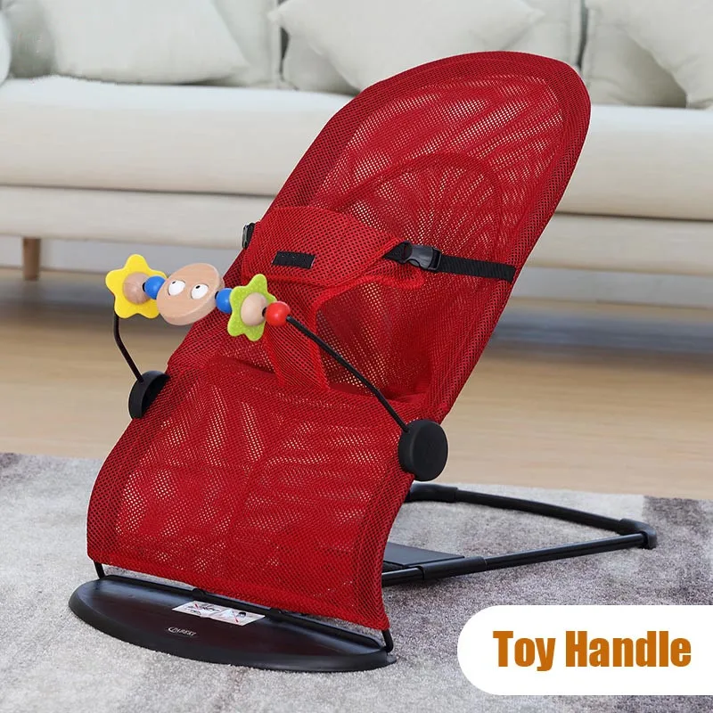 

Fold Baby Bouncer Rock Chair With Toy Handle, Baby Mesh Cotton Nature Swings Soft Comfortable Swing