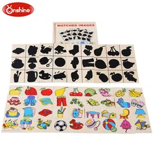 Onshine деревянные совпадающие изображения доска-головоломка тени игра одежда фрукты развивают интеллект Дети Обучающие Развивающие игрушки