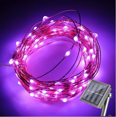 LED Outdoor Solar Lamp String Lights 100/200/300 LEDs Fairy Holiday Christmas Party Garland Solar Garden Waterproof - Испускаемый цвет: Purple