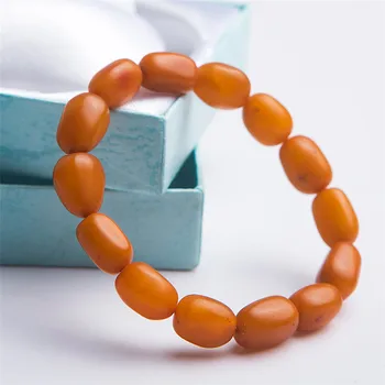 

Genuine Yellow Natural Amber Gemstone Bracelets For Women Men Fitness Stretch Crystal Bead Bracelet Drop Shipping