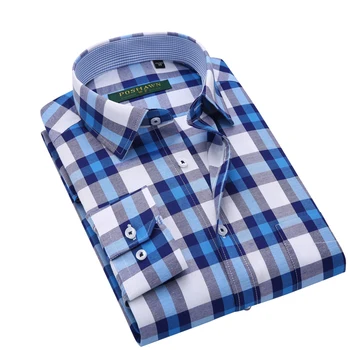 

Nice New Men Plaid Shirt Slim Fit Soft Comfortable Spring Male Plus Size 4XL England Style Business Casual Long-sleeved Shirts
