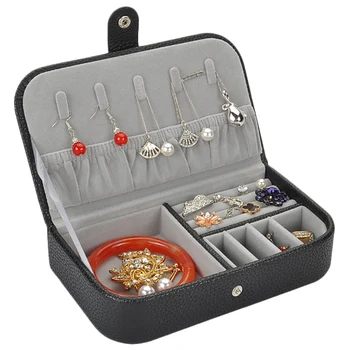 

Newest Pattern Jewelry Box PU Earrings Storage Cases For Girl Portable Monolayer Jewelry Organizer
