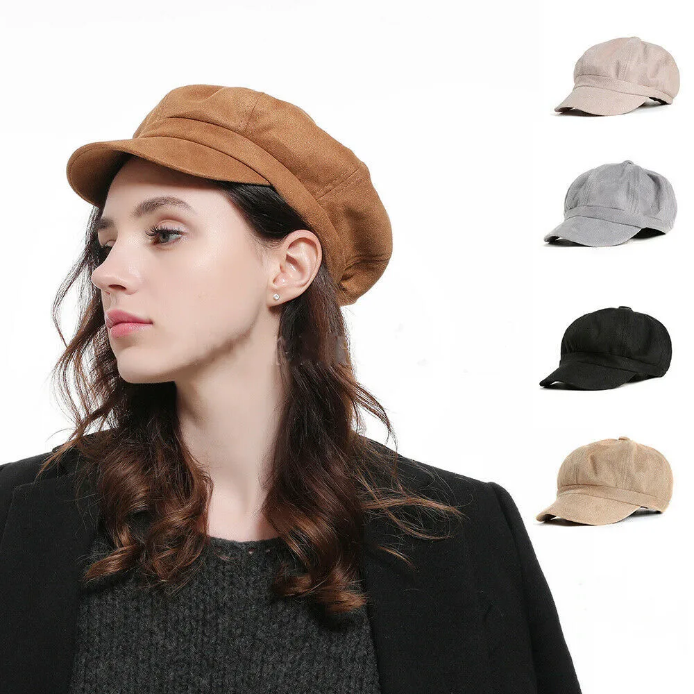 

Women Baseball Cap Solid Color Ladies Peaked Cap Summer Newsboy Hip-hop Hat Black Gray Pink Beige Camel