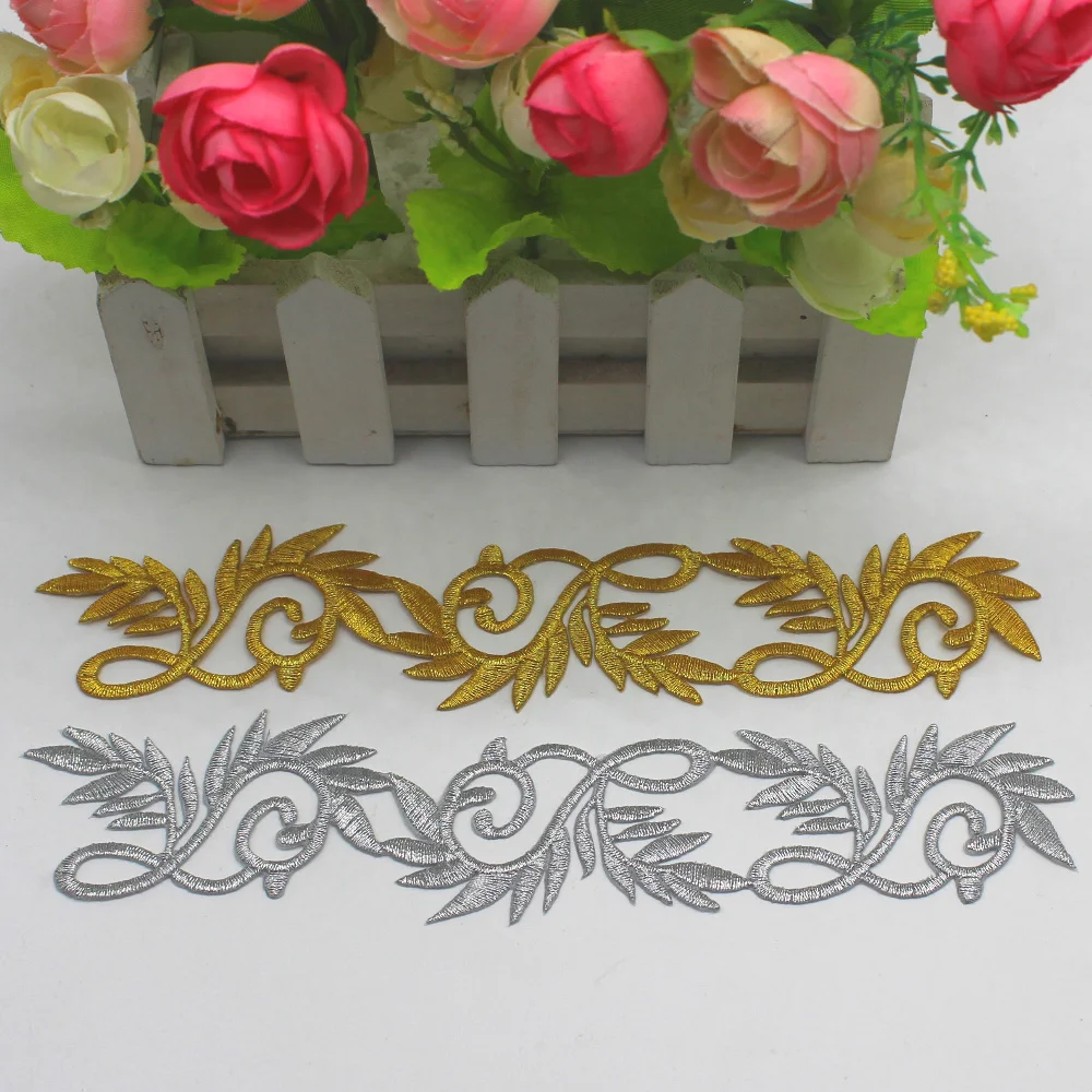 

YACKALASI 20 Pieces/Lot Gold Appliqued Iron On Cosplay Costume Iron On Embroidery Gatches 20*4cm