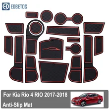 RIO For Kia Rio 4 X-Line RIO 2017-2019 rubber mat door mat anti-slip Cup pad Interior decoration accessory styling Gate slot pad smabee gate slot mat for for kia rio 4 x line rio 2017 2018 interior door pad cup non slip mats red white orange 18pcs