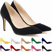 2021 New punta a punta moda donna Solid Flock tacchi alti 9cm scarpe scarpe basse da donna scarpe da festa scarpe da ufficio per donna