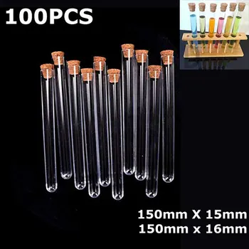 

100PCS Plastic Test Tube with Cork Stopper Bead Storage Vial Containers Wedding Candy Favor Tube Transparent Candy Storage 150mm