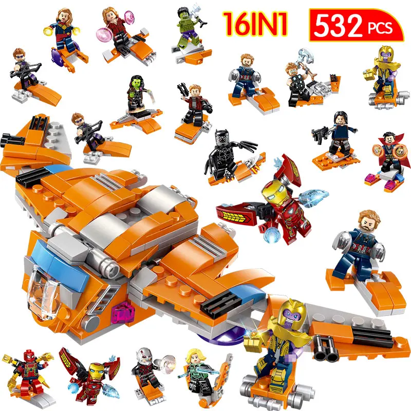 

16 in 1 Brick Compatible Guardians of the Galaxy The Milano Vs The Abilisk Aircraft Iron Man Building Block Boys Toys