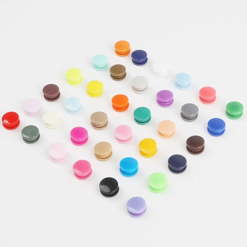 

50set/bag KAM T5 15Colors Round Baby Resin Snap Button Fastener Snap Pliers Clothes Clips Plastic Snap Button Garment Accessorie