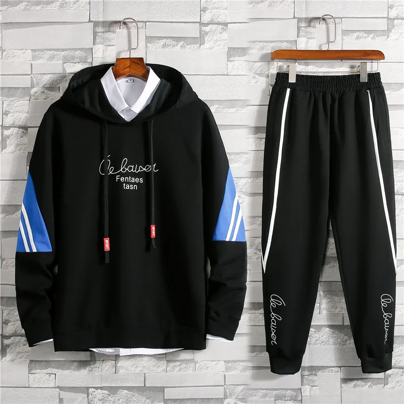 

New hot Two Pieces Set Fashion Hooded Sweatshirts Sportswear Men Tracksuit Hoodie Autumn Men Brand Clothes Hoodies+Pants Sets