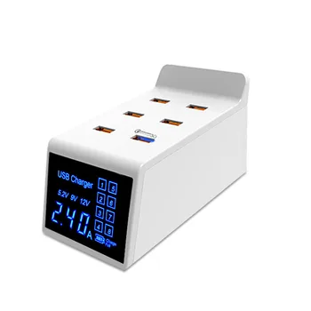

Multi USB Quick Charger 3.0 LED Display Fast Charge Station Smart Phone Tablet PC Desktop Socket Strip Power Adapter 6 Ports