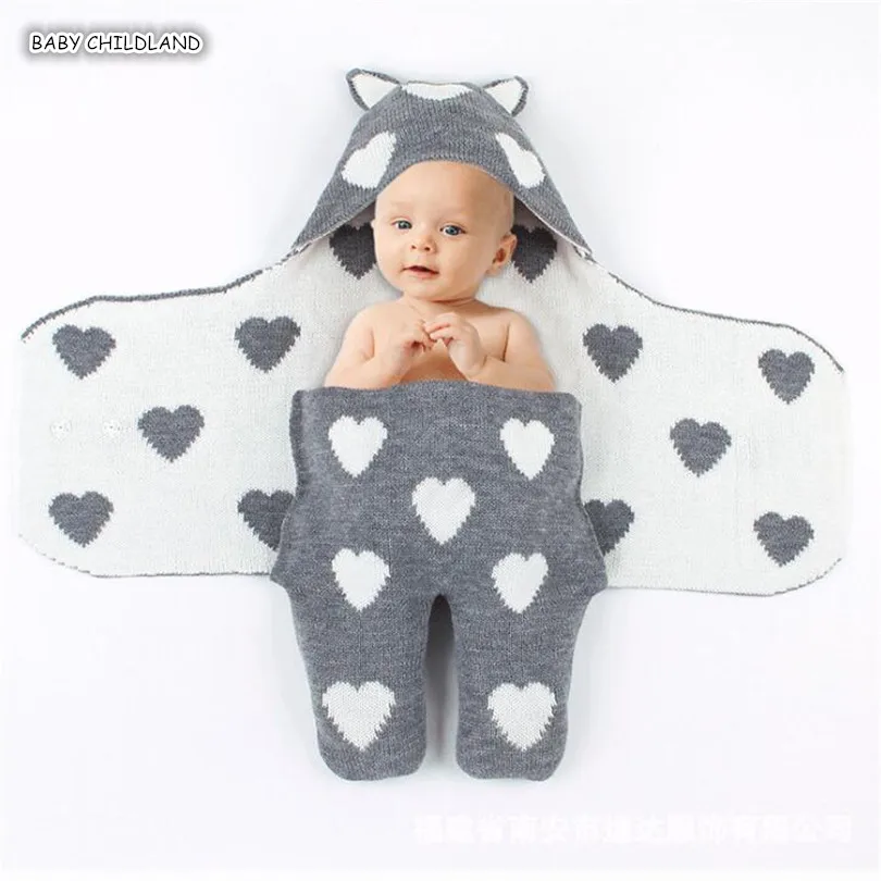 Cobertores do Bebê Recém-nascido de Crochê Respirável com Capuz Bolsas de Dormir Bebê Swaddle Envoltório Cobertor Malha Reciving Cobertores Recém-nascidos 3 Recém-nascido de Crochê Malha Respirável Com Capuz