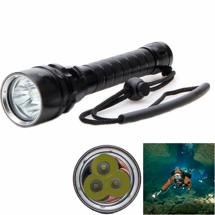 3T6 4000Lumen LED Diving Flashlight Underwater 100m 3x CREE XML T6 LED