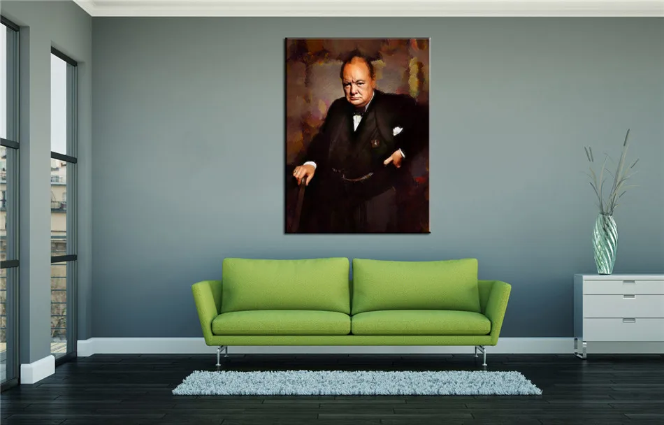 Winston Черчилль HD Печать на холсте Живопись Искусство Картина 1|Рисование и